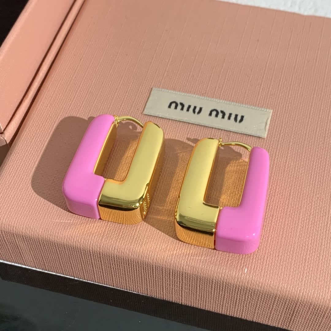 Miu Miu Pink Rectangle Earrings